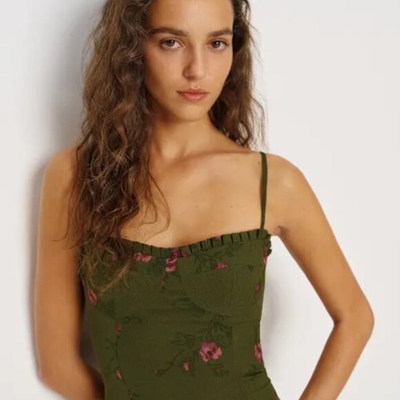 Reformation Aiko Dress Green - Size 6 - Picture 3 of 4